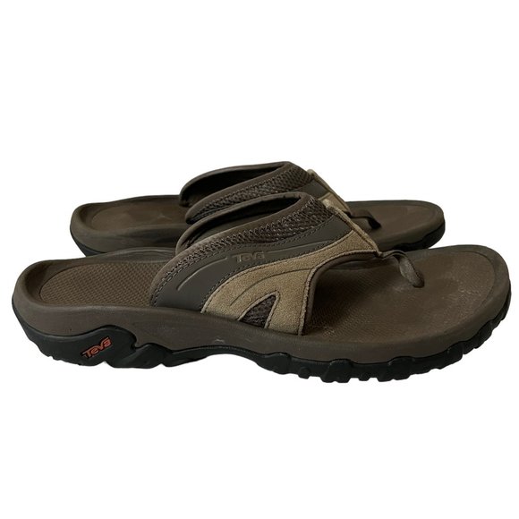 Teva Mens Size 12 Dune Pajaro Leather Outdoor Flip Flop Sandal Water Resistant - Picture 1 of 7